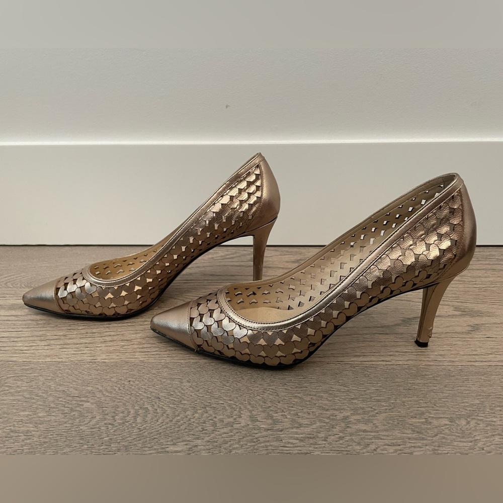 Gold Nine West Heart Heels
